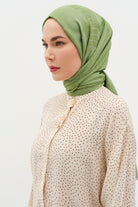 Natural Geometrik Desen Şal - Göl Yeşili TUGBA