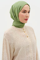 Natural Geometrik Desen Şal - Göl Yeşili TUGBA