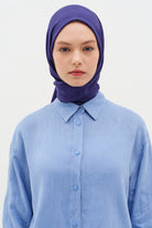 Natural Geometrik Desen Şal - Lacivert TUGBA