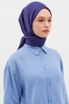 Natural Geometrik Desen Şal - Lacivert TUGBA