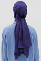 Natural Geometrik Desen Şal - Lacivert TUGBA