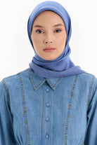 Natural Karesel Desen Eşarp - İndigo TUGBA