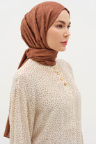Natural Karışık Desen Şal - Kahve TUGBA