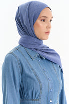 Natural T Logolu  Eşarp - İndigo TUGBA