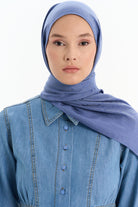 Natural T Logolu  Eşarp - İndigo TUGBA