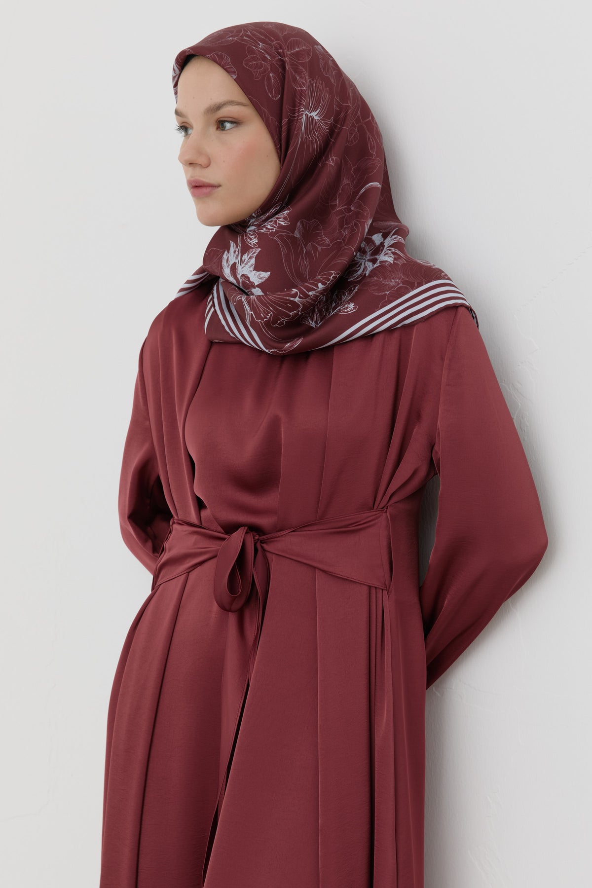 Nazenin Twill İpek Eşarp - Bordo