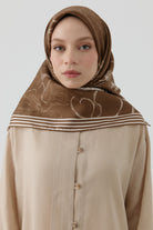 Nazenin Twill İpek Eşarp - Kahve TUGBA
