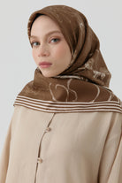Nazenin Twill İpek Eşarp - Kahve TUGBA