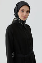 Nazenin Twill İpek Eşarp - Siyah TUGBA