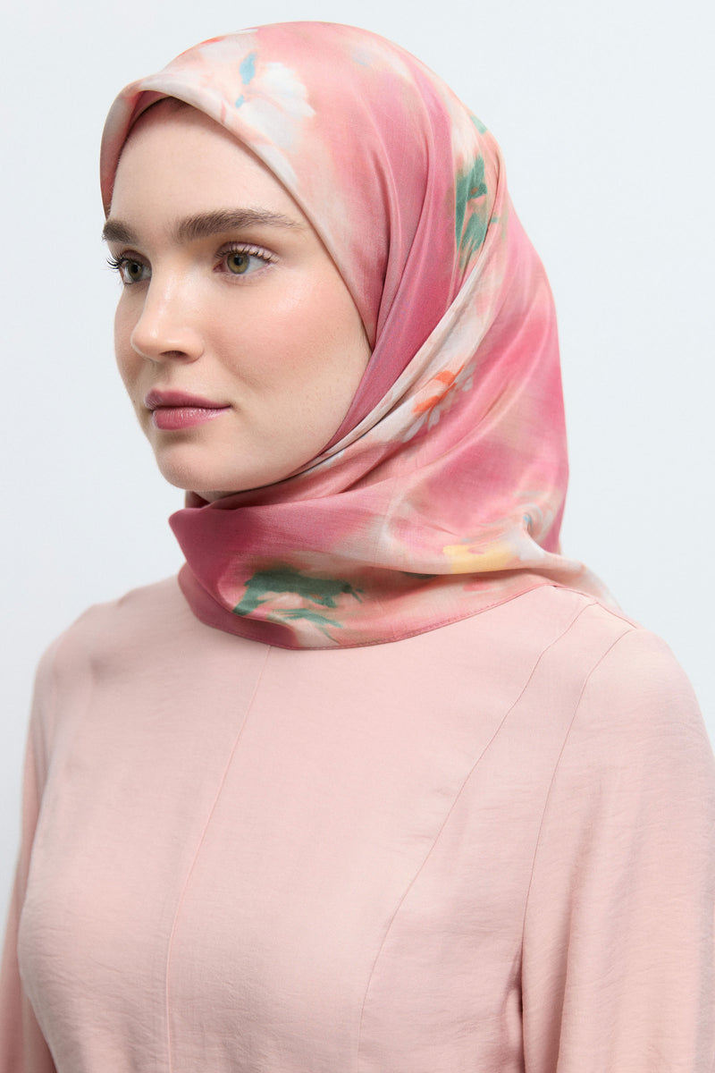 Rüya Lyocell Karışım Natural Eşarp - Pembe TUĞBA