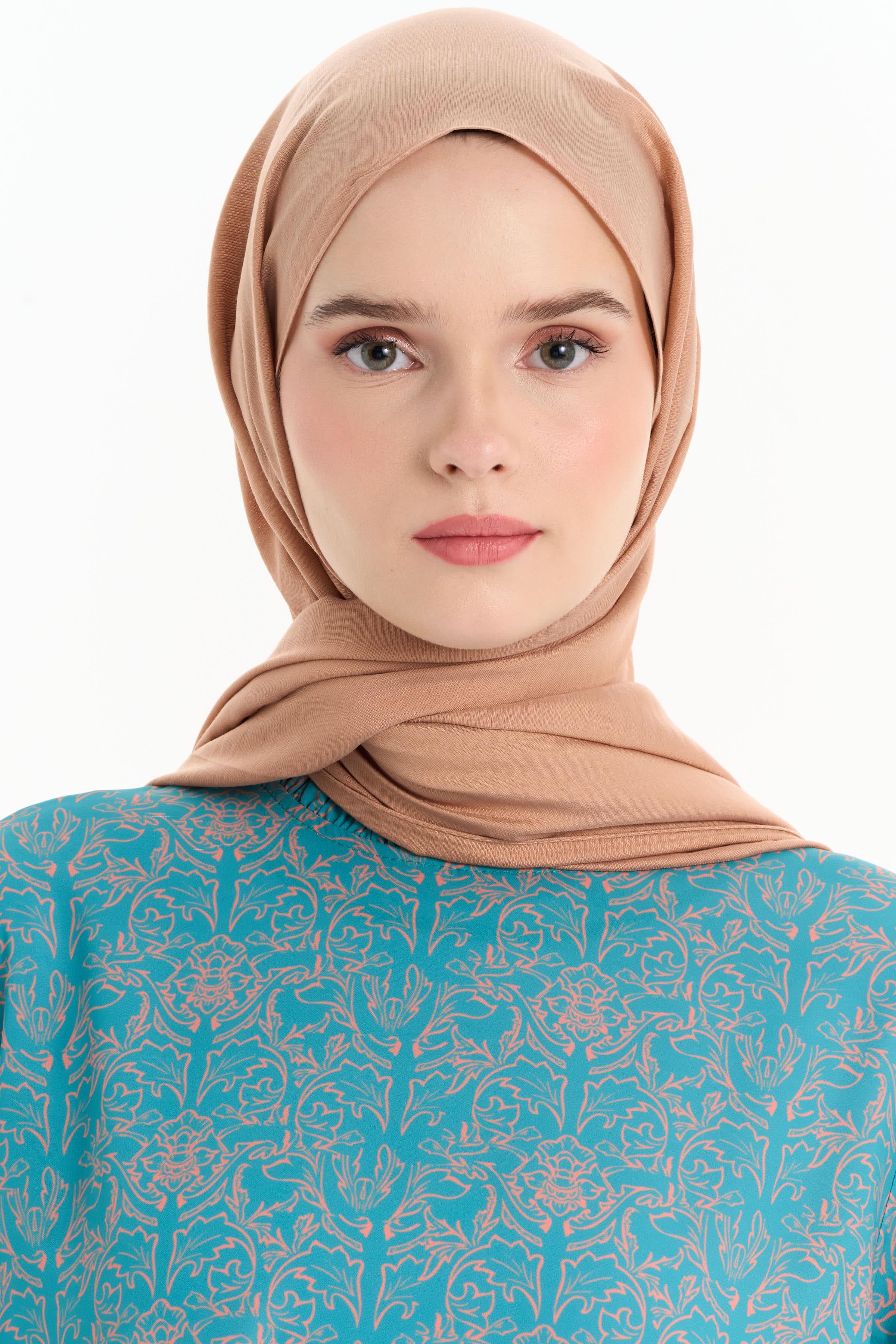 Düz Renk Viskon Şal - Açık Kahve TUGBA