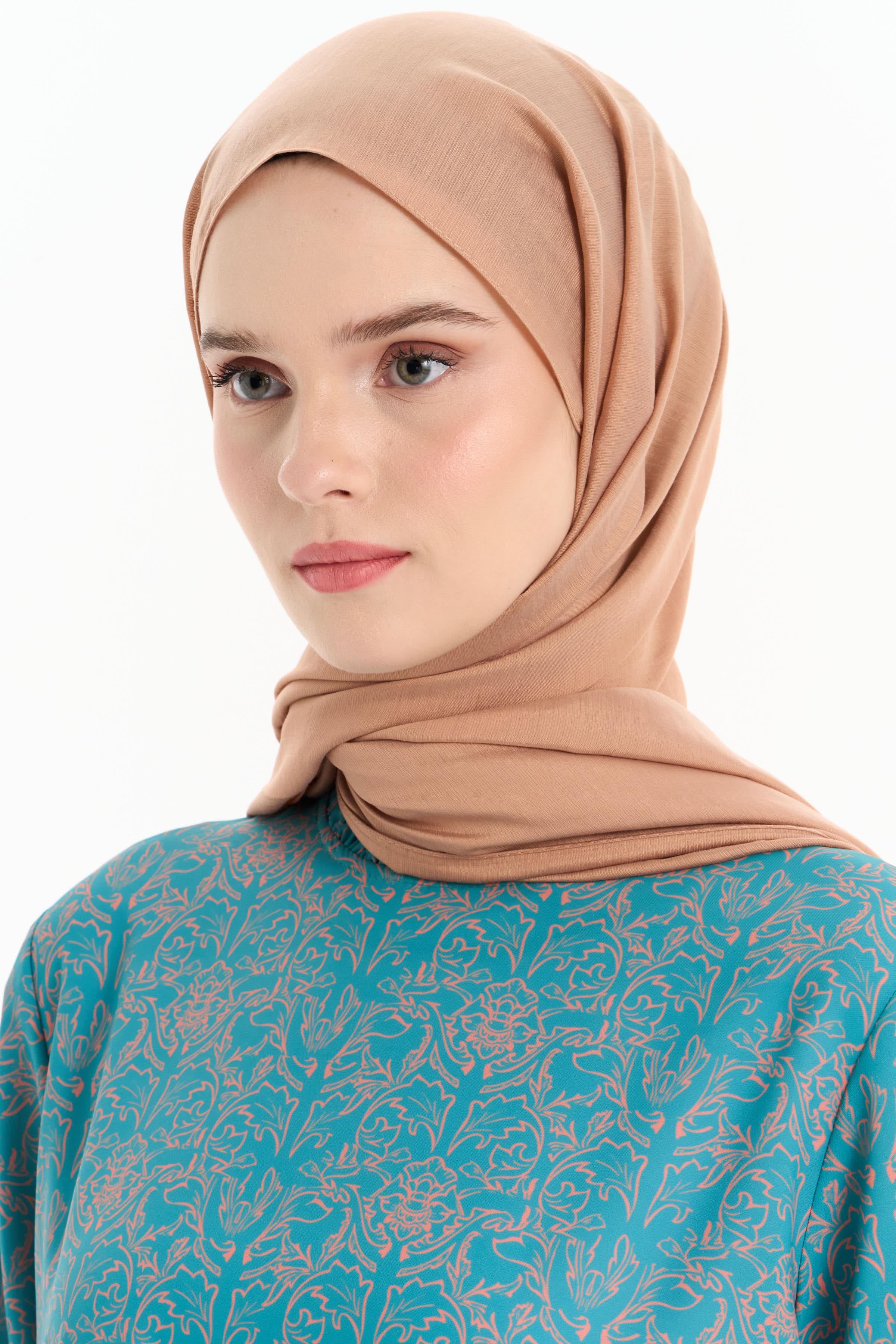 Düz Renk Viskon Şal - Açık Kahve TUGBA