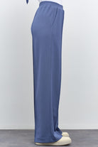 Nervür Detaylı Bel Lastikli Örme Pantolon - İndigo TUGBA