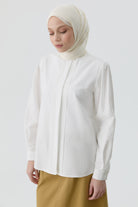 Nervür Detaylı Gömlek - Ekru TUGBA