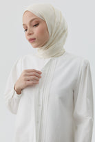 Nervür Detaylı Gömlek - Ekru TUGBA