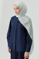 Nervür Detaylı Gömlek - Lacivert TUGBA