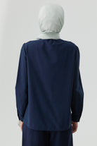 Nervür Detaylı Gömlek - Lacivert TUGBA