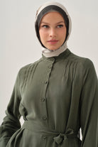 Nervür Detaylı Uzun Tunik - Haki TUGBA