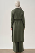 Nervür Detaylı Uzun Tunik - Haki TUGBA