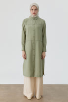 Nervür Kesikli Uzun Tunik - Mint TUGBA