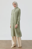 Nervür Kesikli Uzun Tunik - Mint TUGBA