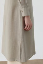 Nervür Kesikli Uzun Tunik - Taş TUGBA