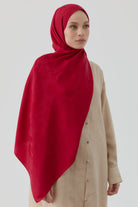 Nevgül Jakar Naturel Şal - Kırmızı TUGBA