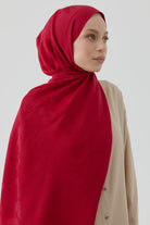Nevgül Jakar Naturel Şal - Kırmızı TUGBA