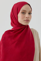 Nevgül Jakar Naturel Şal - Kırmızı TUGBA