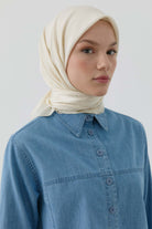 Nevgül Kenar Detaylı Naturel Eşarp - Ekru TUGBA