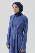 Nevgül Kenar Detaylı Naturel Eşarp - Lacivert TUGBA