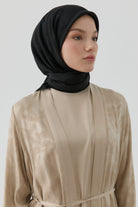 Buket Jakar Naturel Eşarp - Siyah TUGBA