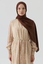 Nevgül Kenar Detaylı Naturel Şal - Acı Kahve TUGBA
