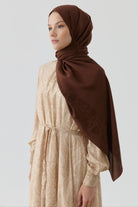 Nevgül Kenar Detaylı Naturel Şal - Acı Kahve TUGBA