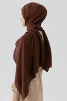 Nevgül Kenar Detaylı Naturel Şal - Acı Kahve TUGBA