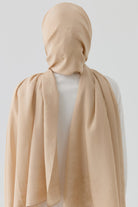 Nevgül Kenar Detaylı Naturel Şal - Bej TUGBA