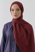 Nevgül Kenar Detaylı Naturel Şal - Bordo TUGBA