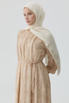 Nevgül Kenar Detaylı Naturel Şal - Ekru TUGBA