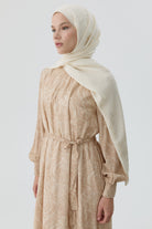 Nevgül Kenar Detaylı Naturel Şal - Ekru TUGBA