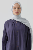 Nevgül Kenar Detaylı Naturel Şal - Gümüş TUGBA