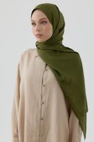 Nevgül Kenar Detaylı Naturel Şal - Haki TUGBA