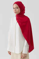 Nevgül Kenar Detaylı Naturel Şal - Kırmızı TUGBA