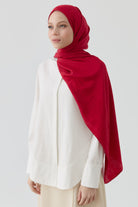 Nevgül Kenar Detaylı Naturel Şal - Kırmızı TUGBA
