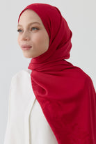 Nevgül Kenar Detaylı Naturel Şal - Kırmızı TUGBA