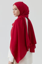Nevgül Kenar Detaylı Naturel Şal - Kırmızı TUGBA