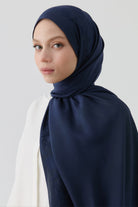 Nevgül Kenar Detaylı Naturel Şal - Lacivert TUGBA