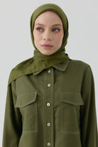 Nevgül Kenar Detaylı Naturel Eşarp - Haki TUGBA