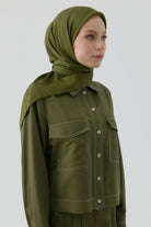 Nevgül Kenar Detaylı Naturel Eşarp - Haki TUGBA