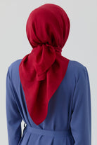 Nevgül Kenar Detaylı Naturel Eşarp - Kırmızı TUGBA