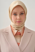 Floral Jakar Nida Naturel Eşarp - Bej TUGBA